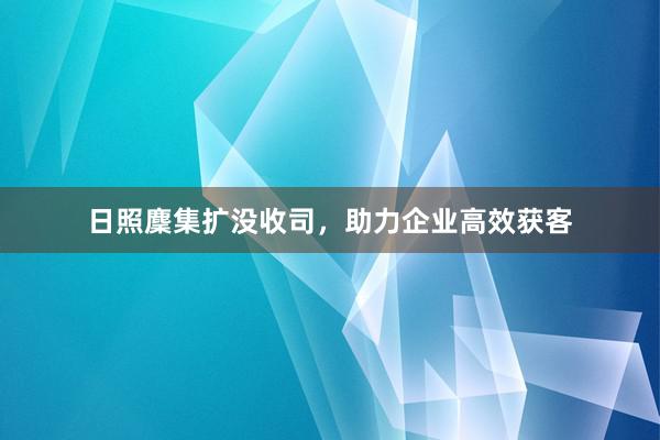 日照麇集扩没收司，助力企业高效获客