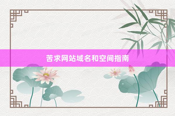 苦求网站域名和空间指南